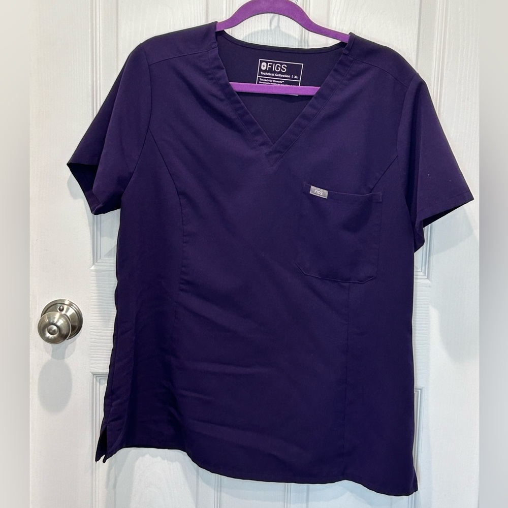 Figs Purple Jam Slim Catarina Scrub Top XL